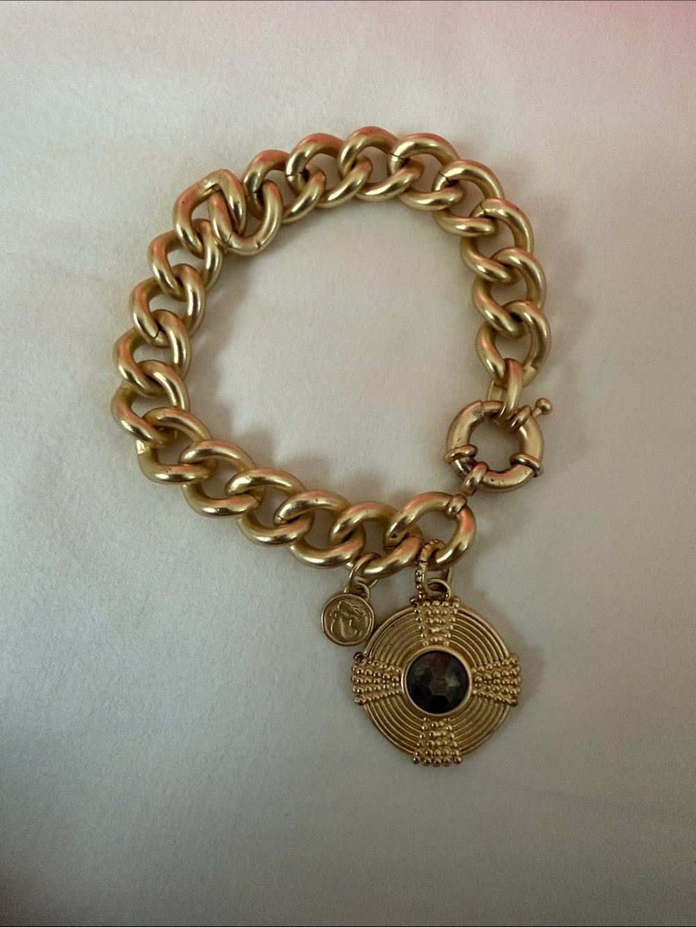 Spartina Gold-Tone Chain Charm Bracelet with Round Medallion